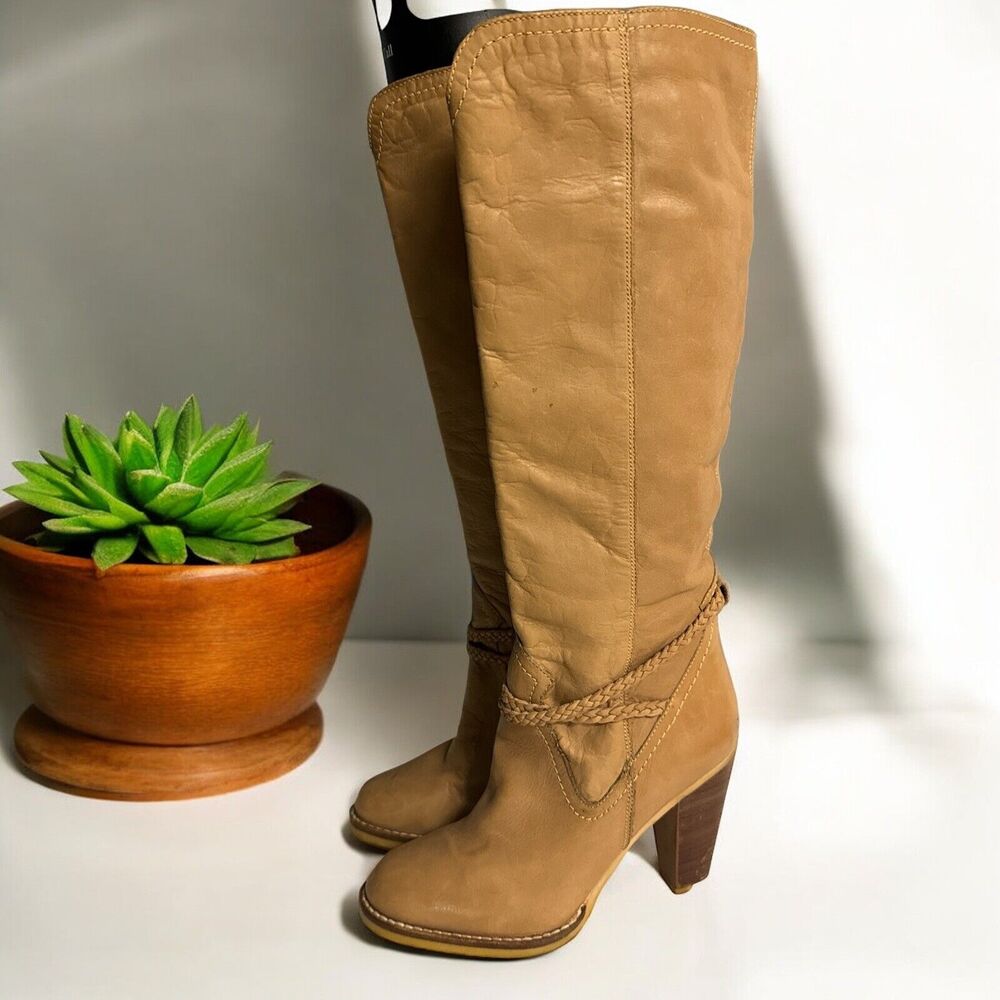 Vintage Danelle Boots‎ Camel Heeled Western Boho Rope Detail Boots Women’s 6 M
